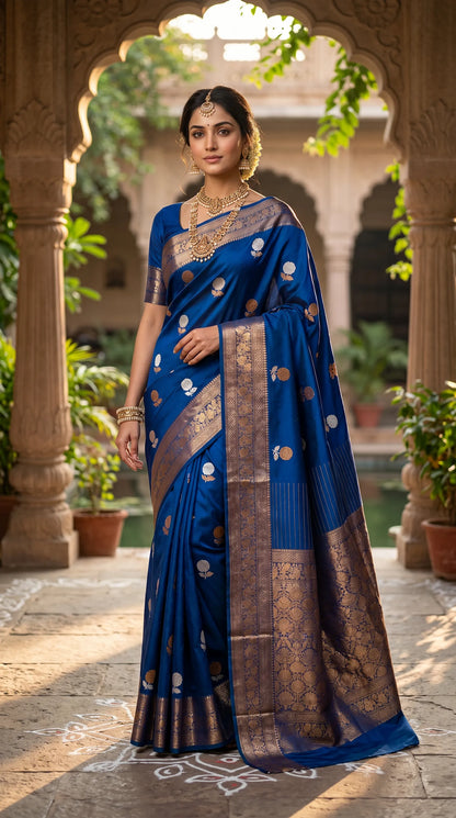 ROYAL BLUE BANARASI SILK SAREE