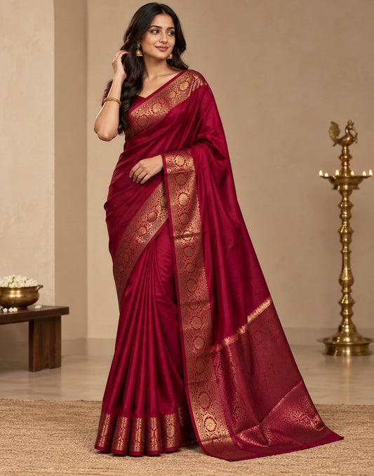 Red Rose Flower Saree