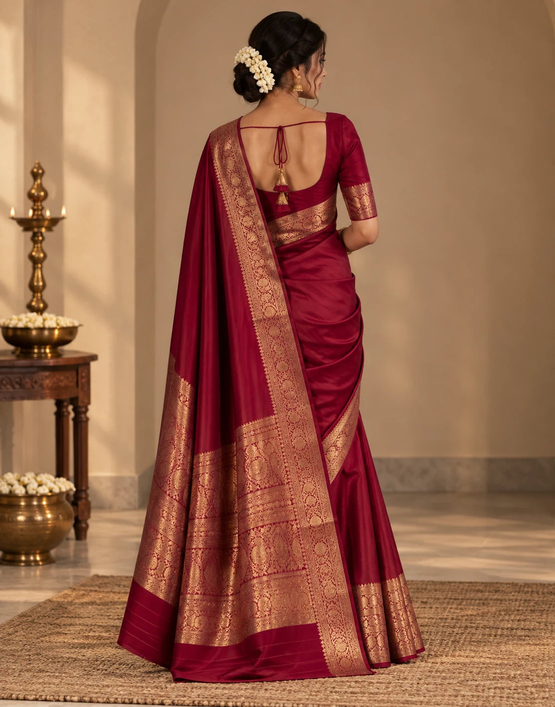 Red Rose Flower Saree