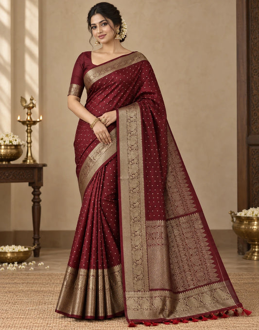 Regal Maroon Silk Saree