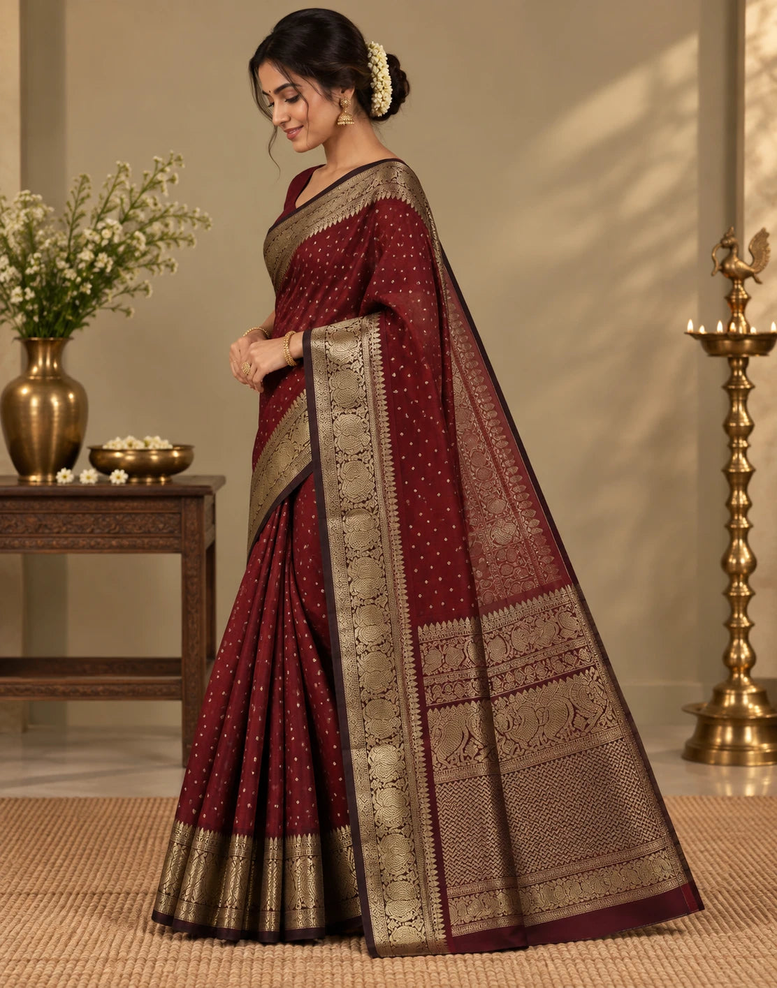 Regal Maroon Silk Saree