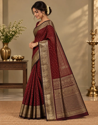 Regal Maroon Silk Saree