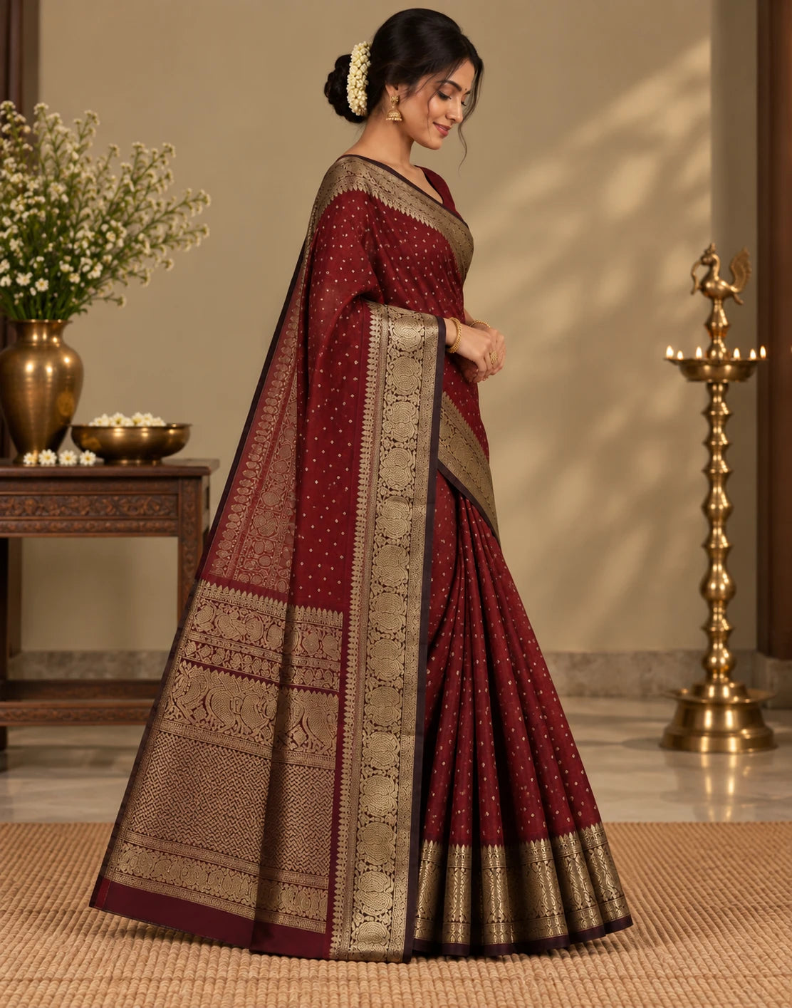 Regal Maroon Silk Saree
