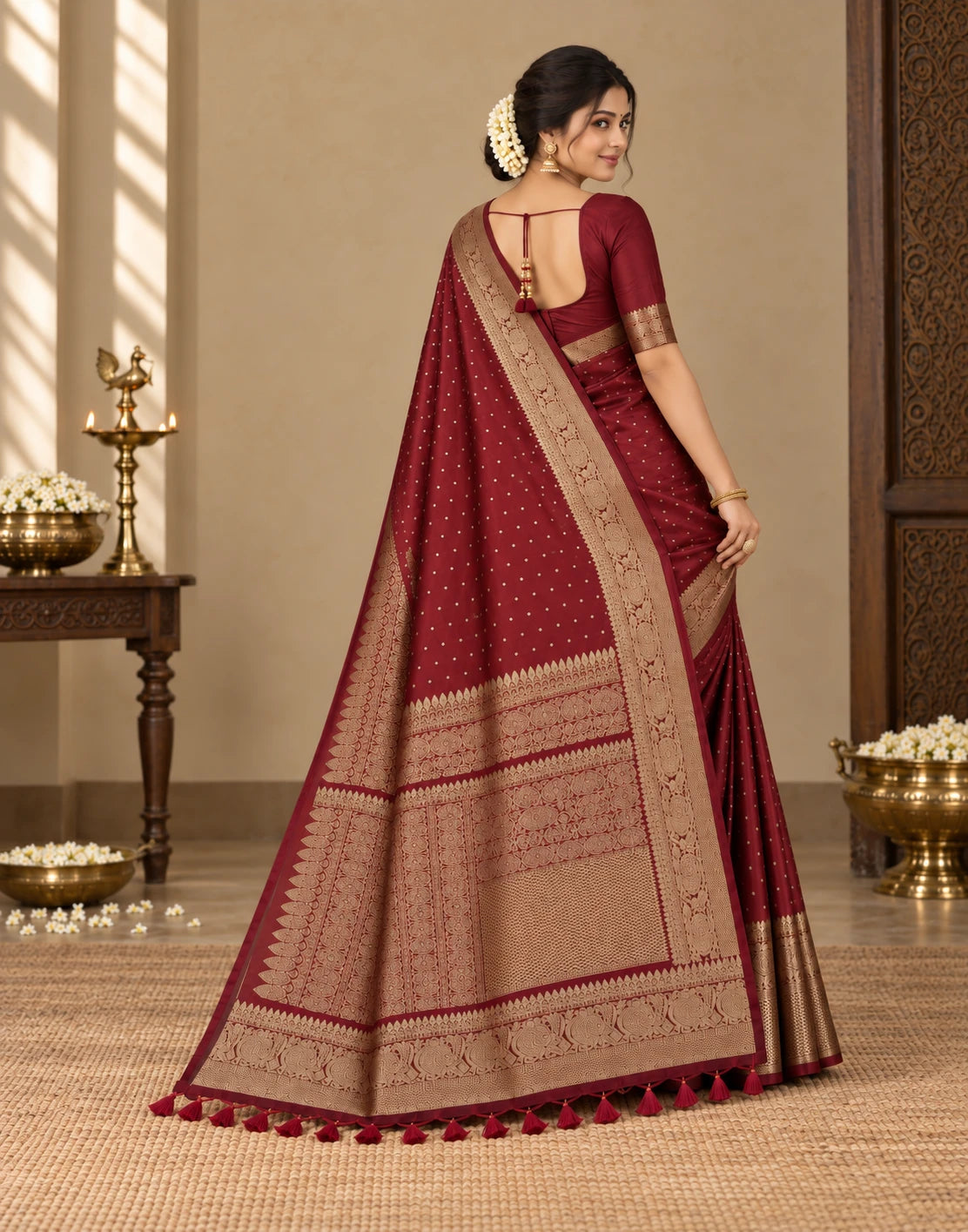 Regal Maroon Silk Saree