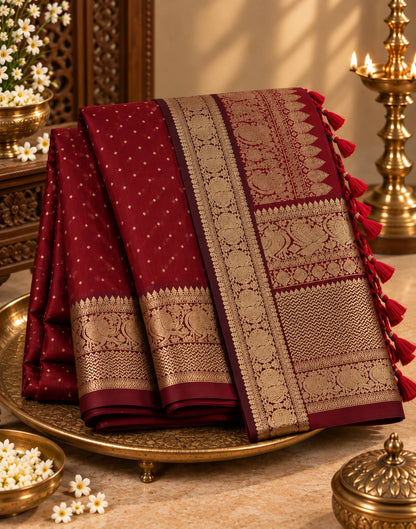 Regal Maroon Silk Saree