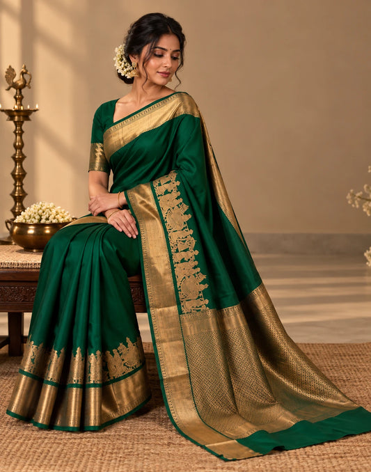 Rich Green Silk Saree