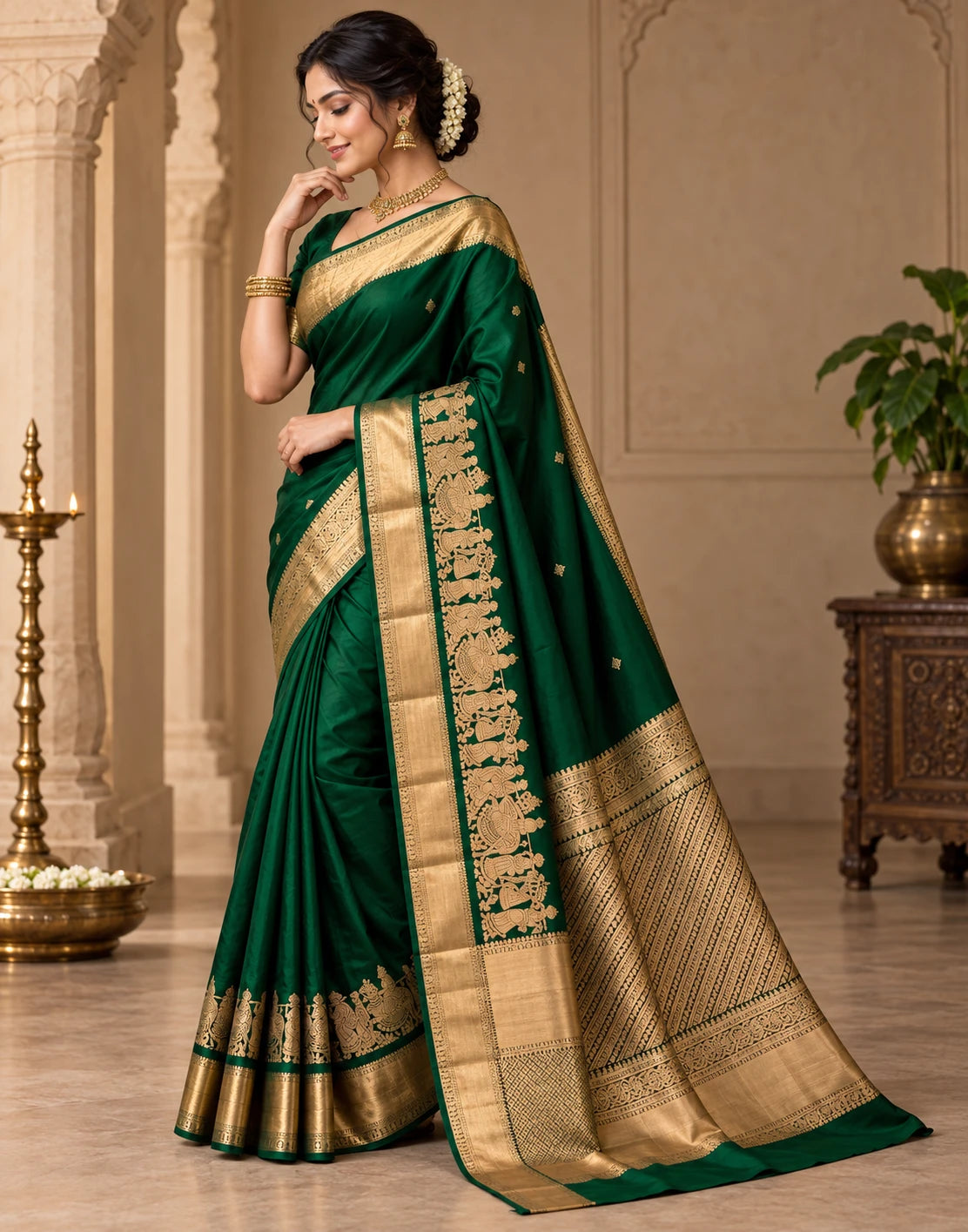 Rich Green Silk Saree