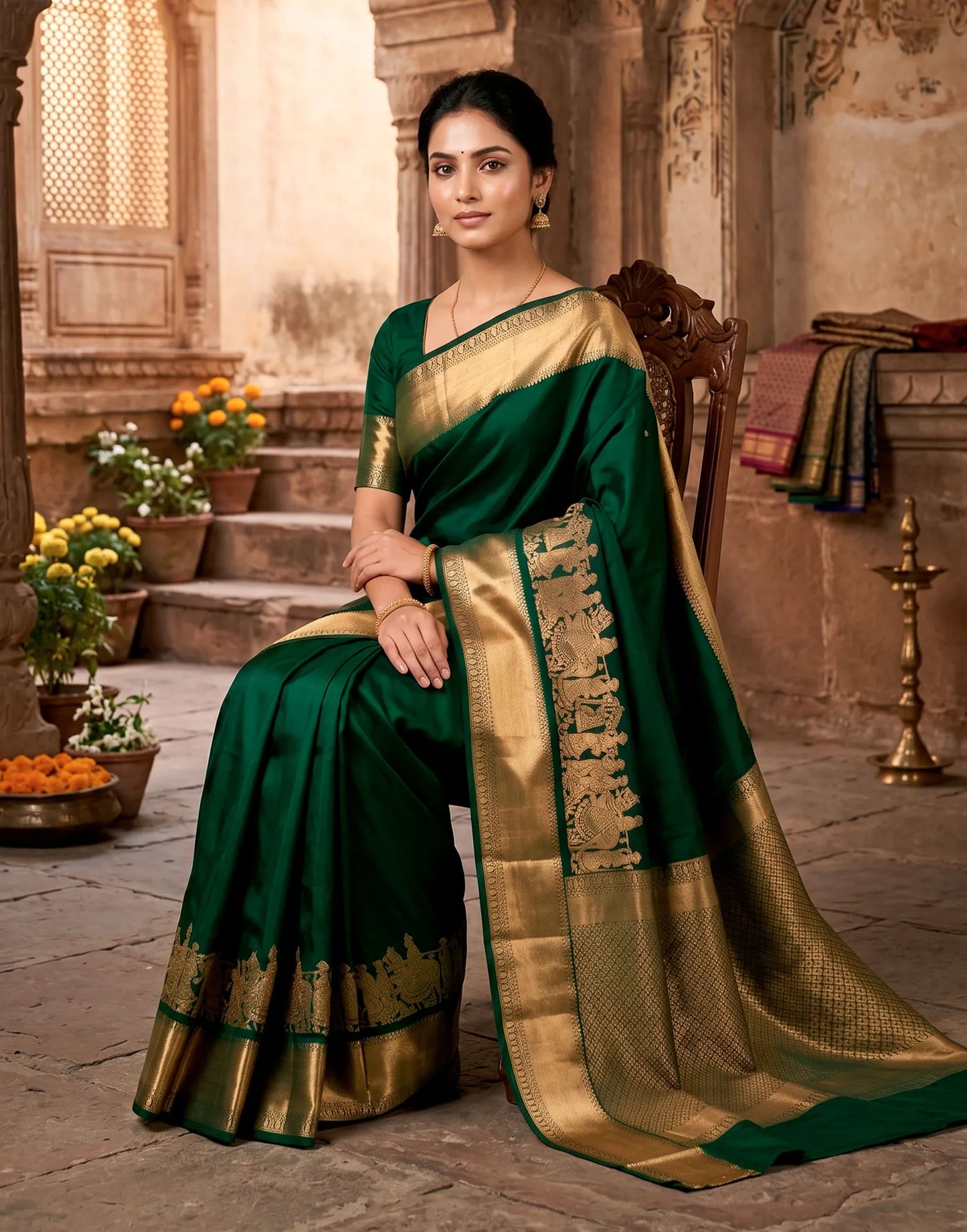 Rich Green Silk Saree