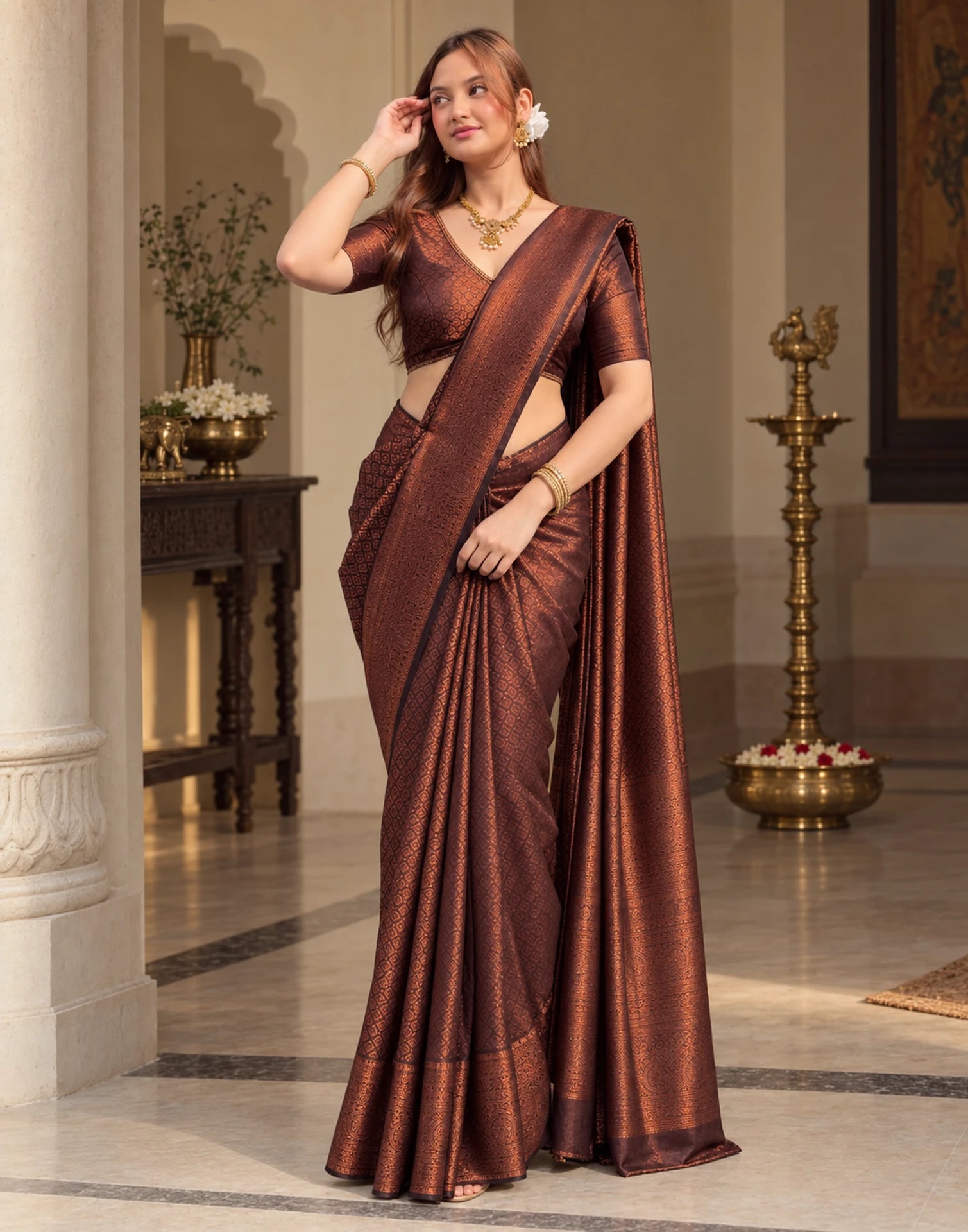 Royal Copper Weave Saree