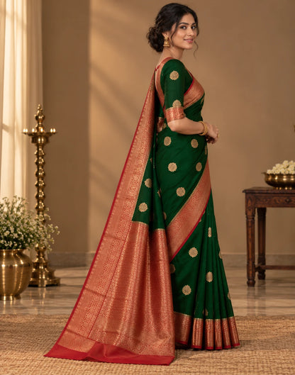 Ruby Green Silk Saree