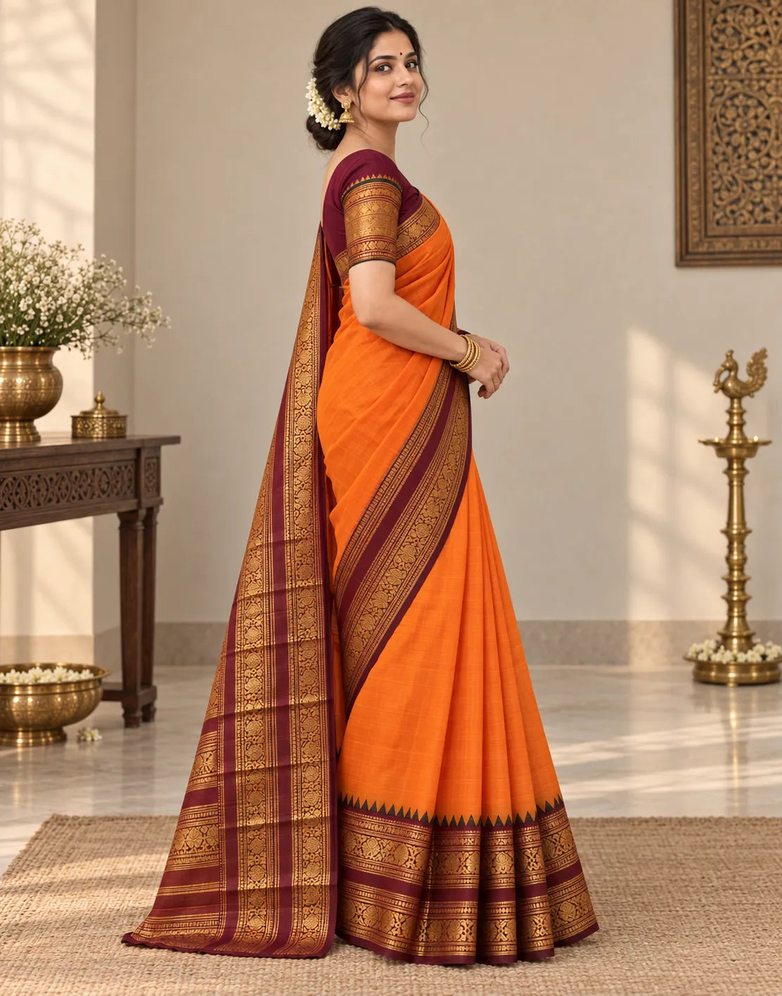 Rustic Orange Silk Saree