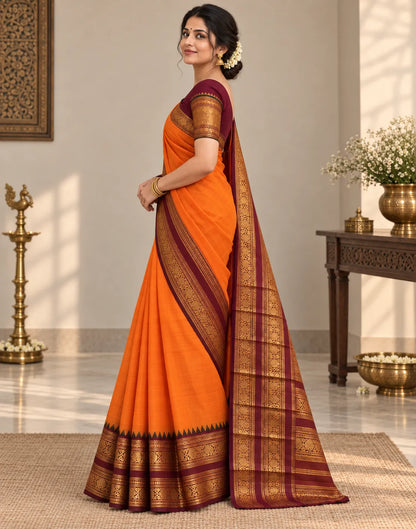 Rustic Orange Silk Saree