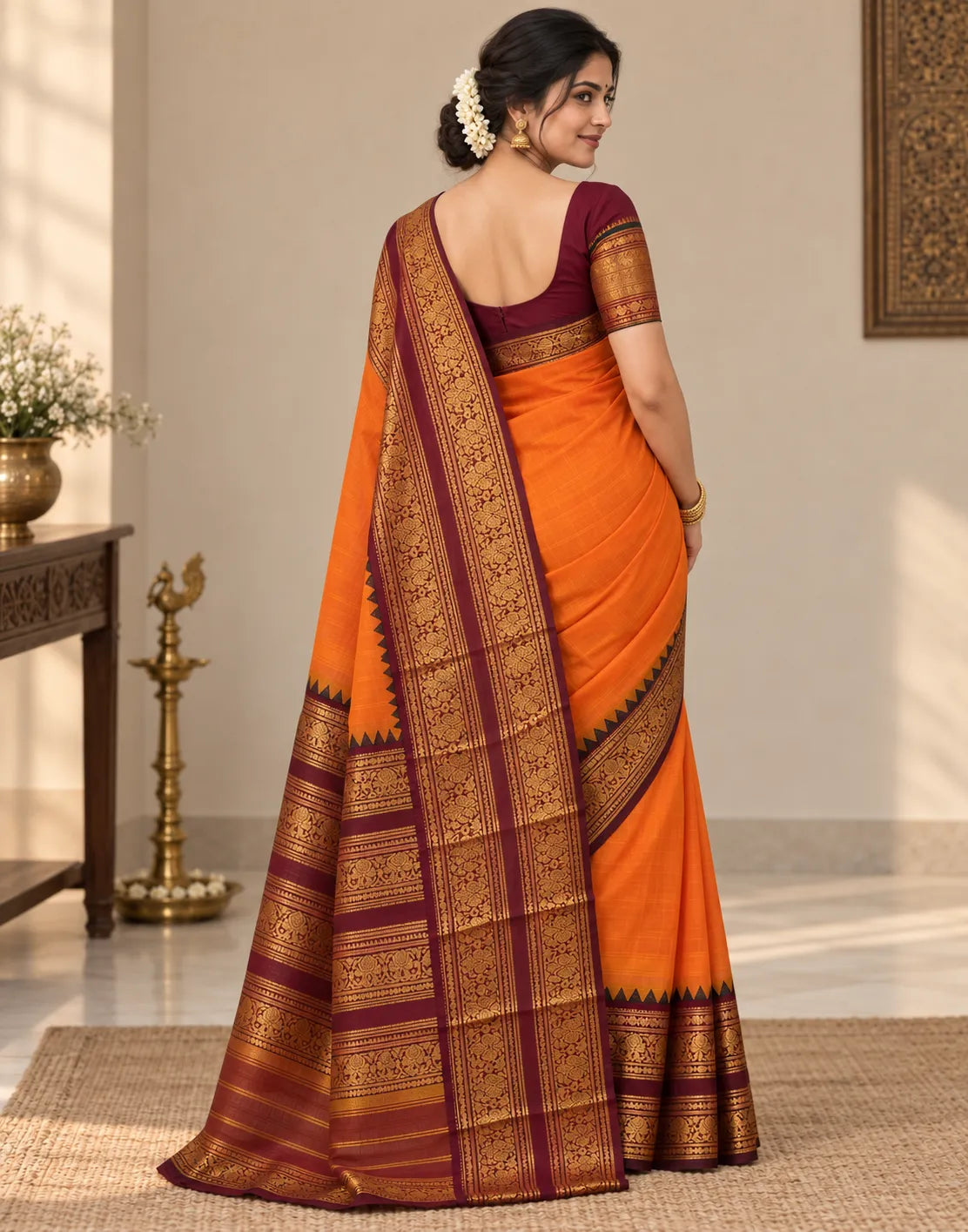 Rustic Orange Silk Saree