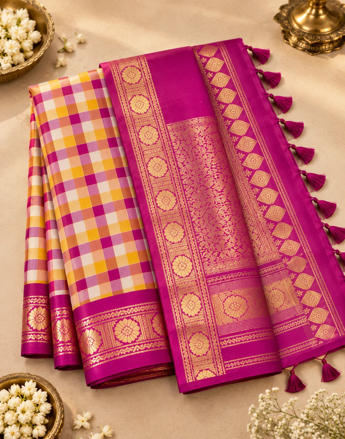 Ruvi Chex Kanjipuram Silk Saree