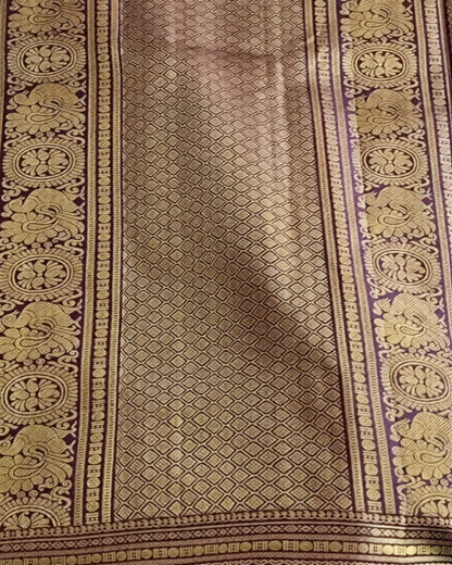 Saffron-Green Silk Saree