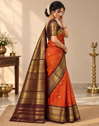 Saffron Serenade Silk Saree