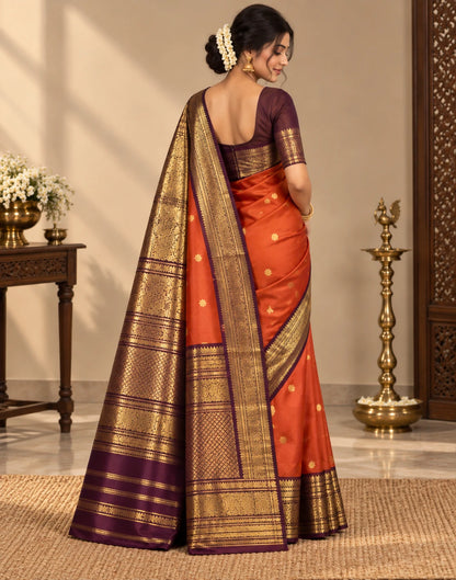 Saffron Serenade Silk Saree