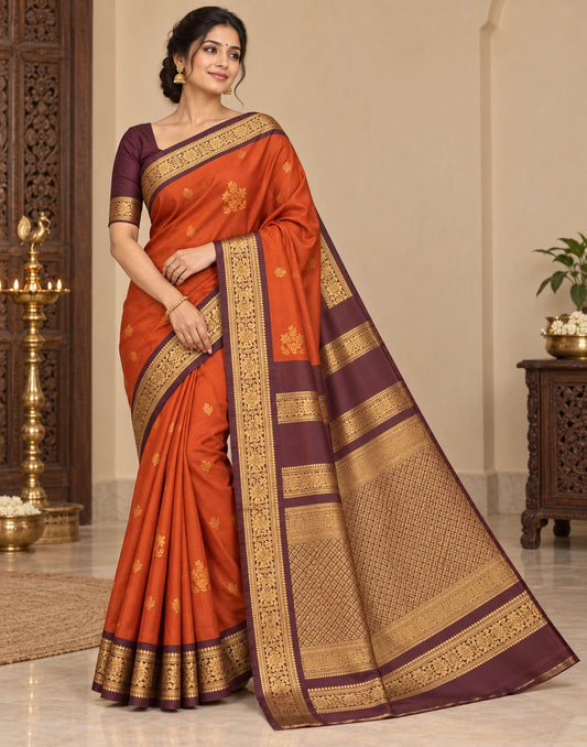 Semi Rust Silk Saree