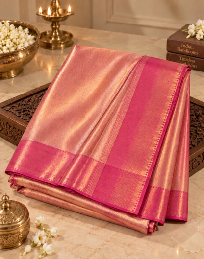 Shimmering Rose Silk Saree