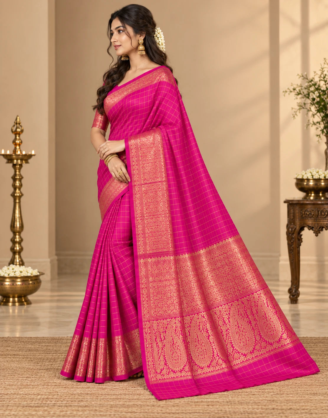 Shringar Pink Silk Saree