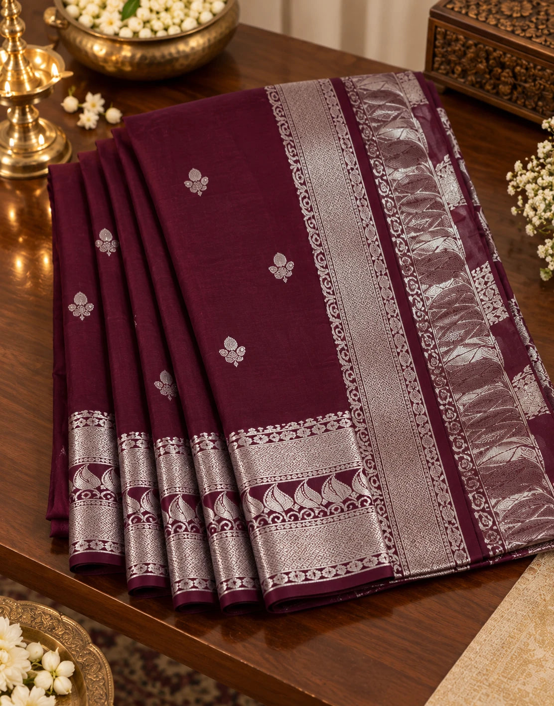 Silver Drape Silk Saree
