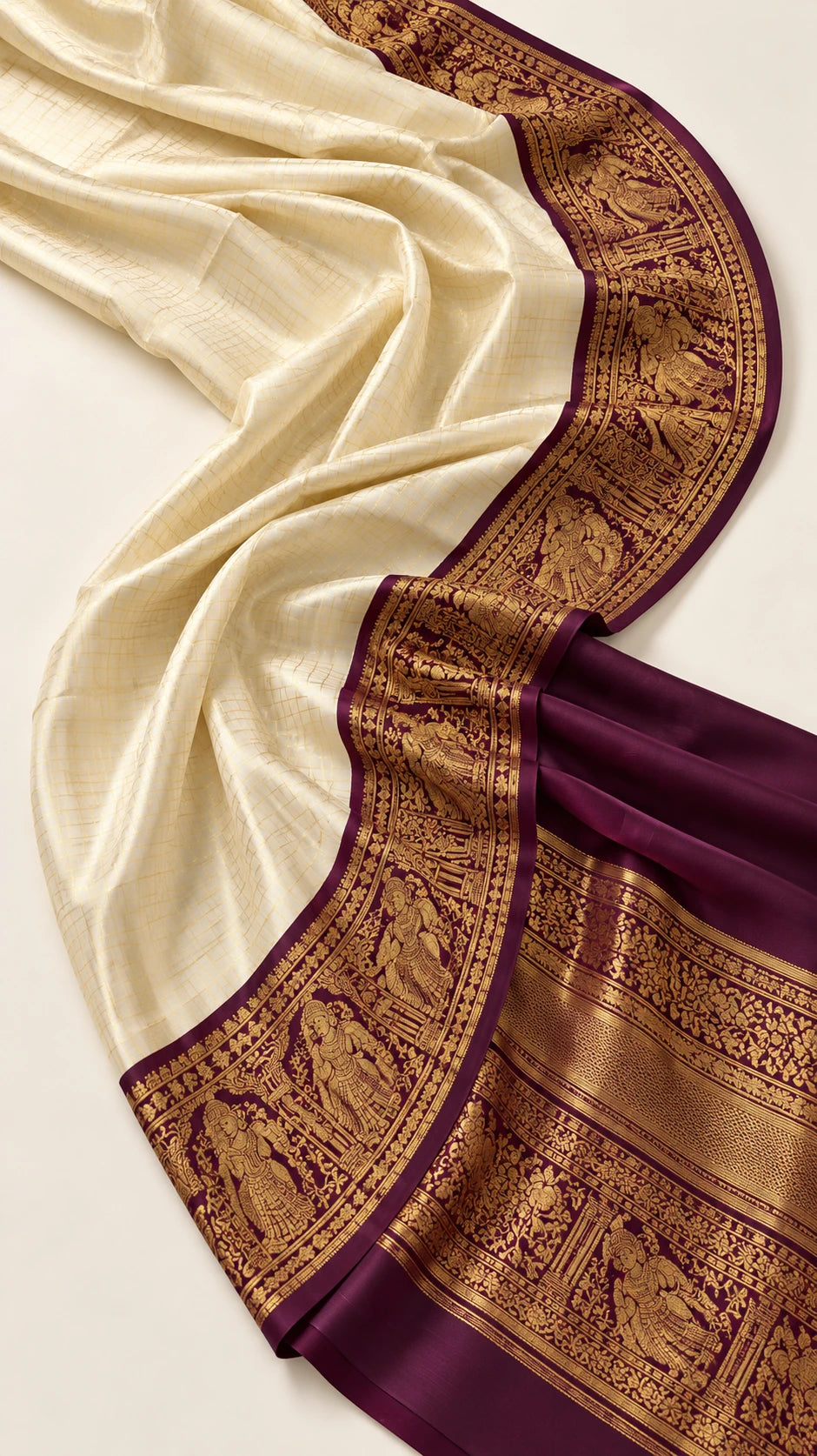 Tample Chex Silk Saree