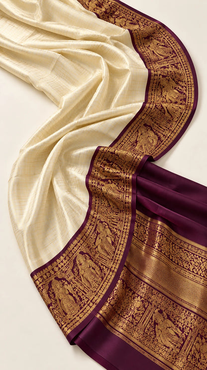 Tample Chex Silk Saree