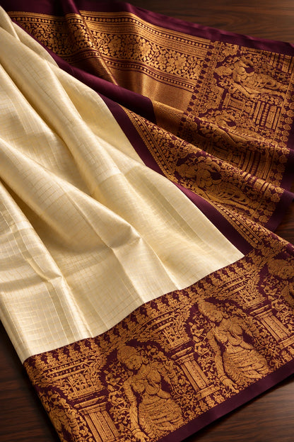 Tample Chex Silk Saree