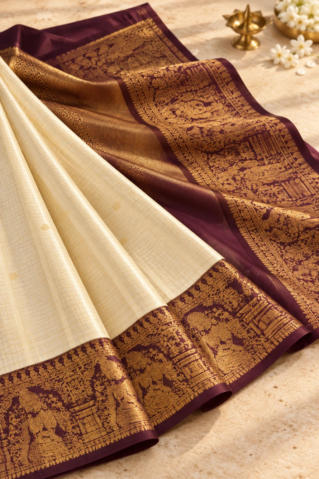 Tample Chex Silk Saree