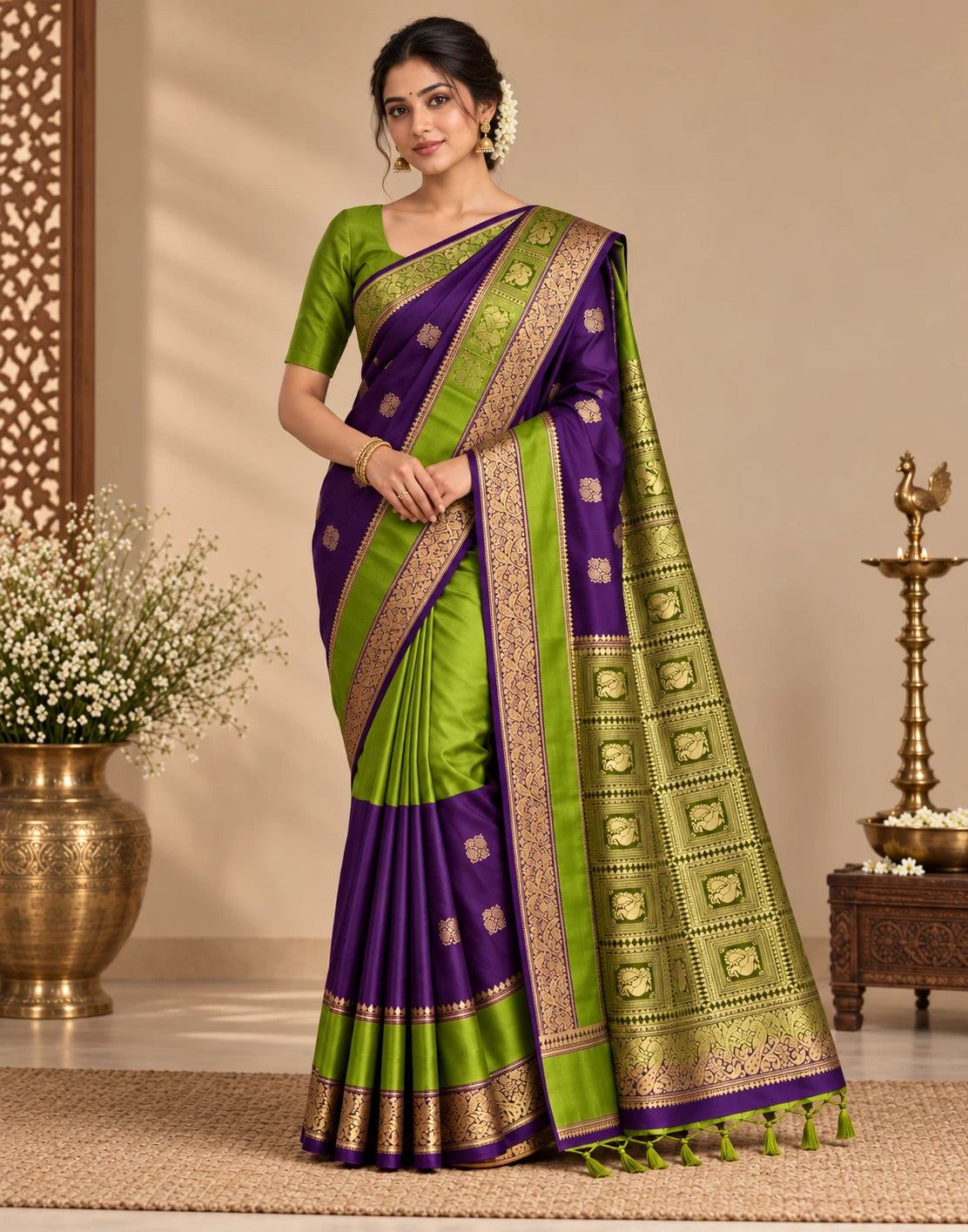 Vibrant Parrot Weave Saree