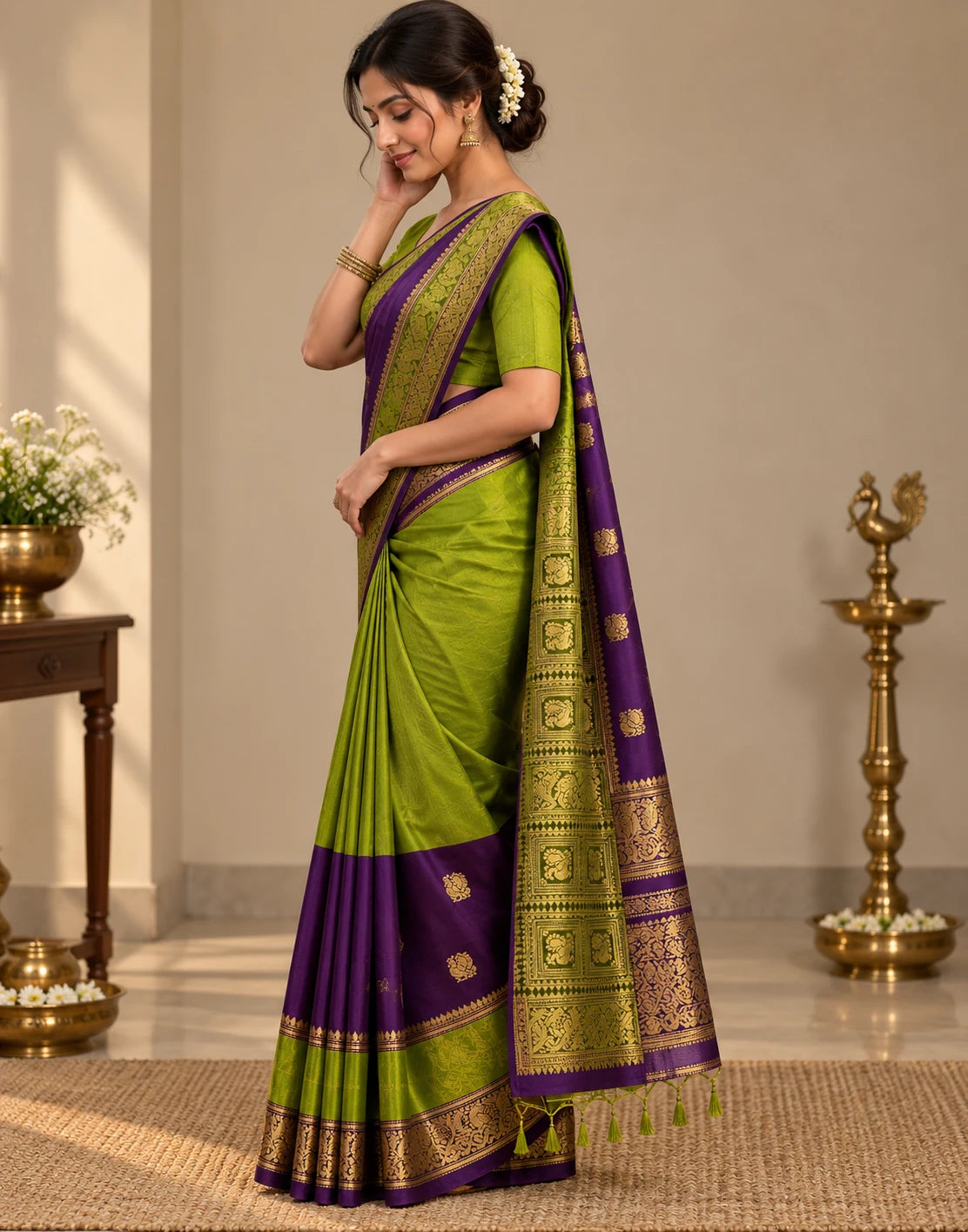 Vibrant Parrot Weave Saree
