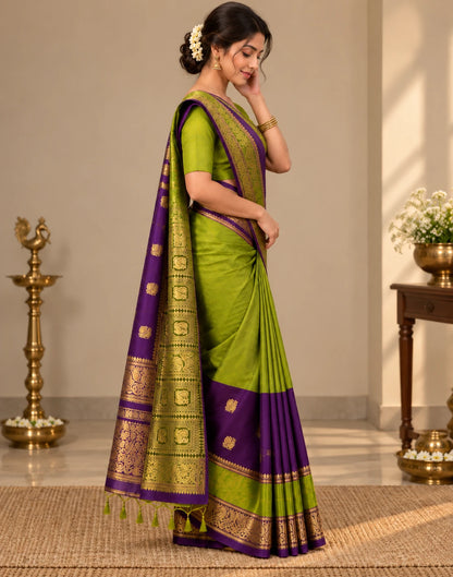 Vibrant Parrot Weave Saree