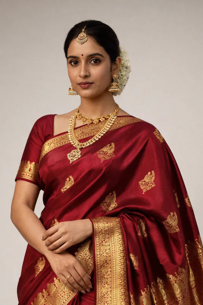 Wine Palkku Silk Saree