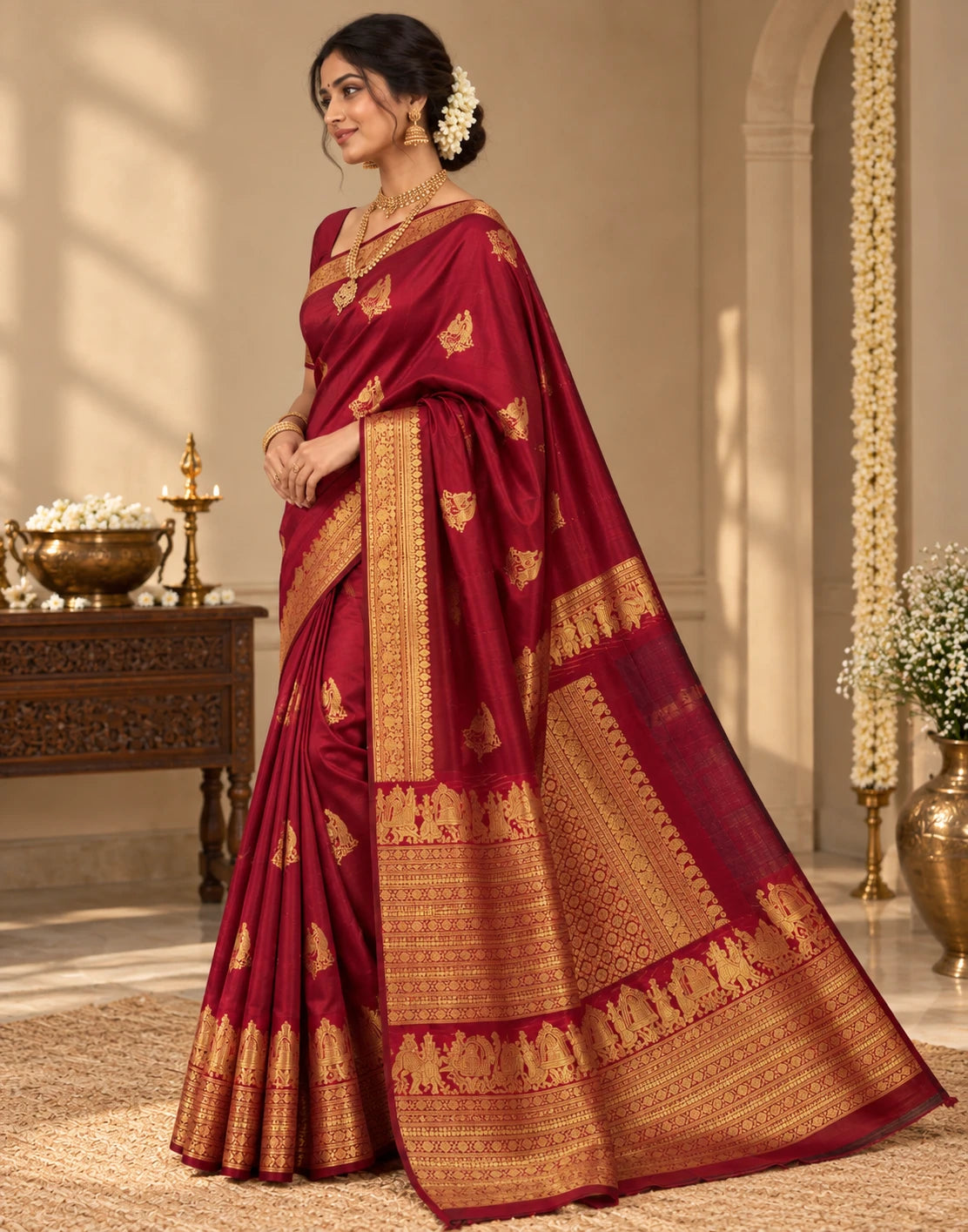 Wine Palkku Silk Saree