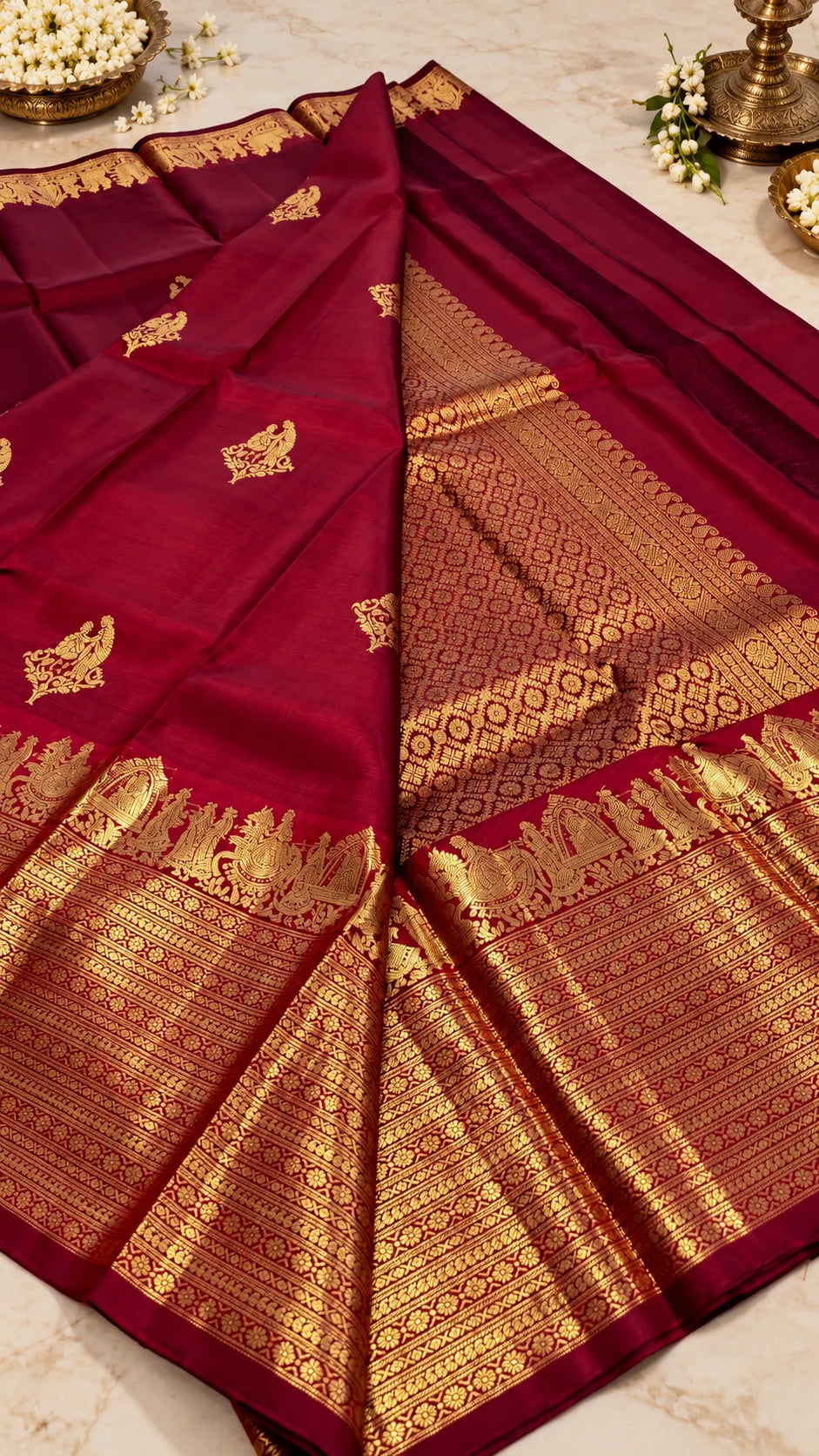 Wine Palkku Silk Saree