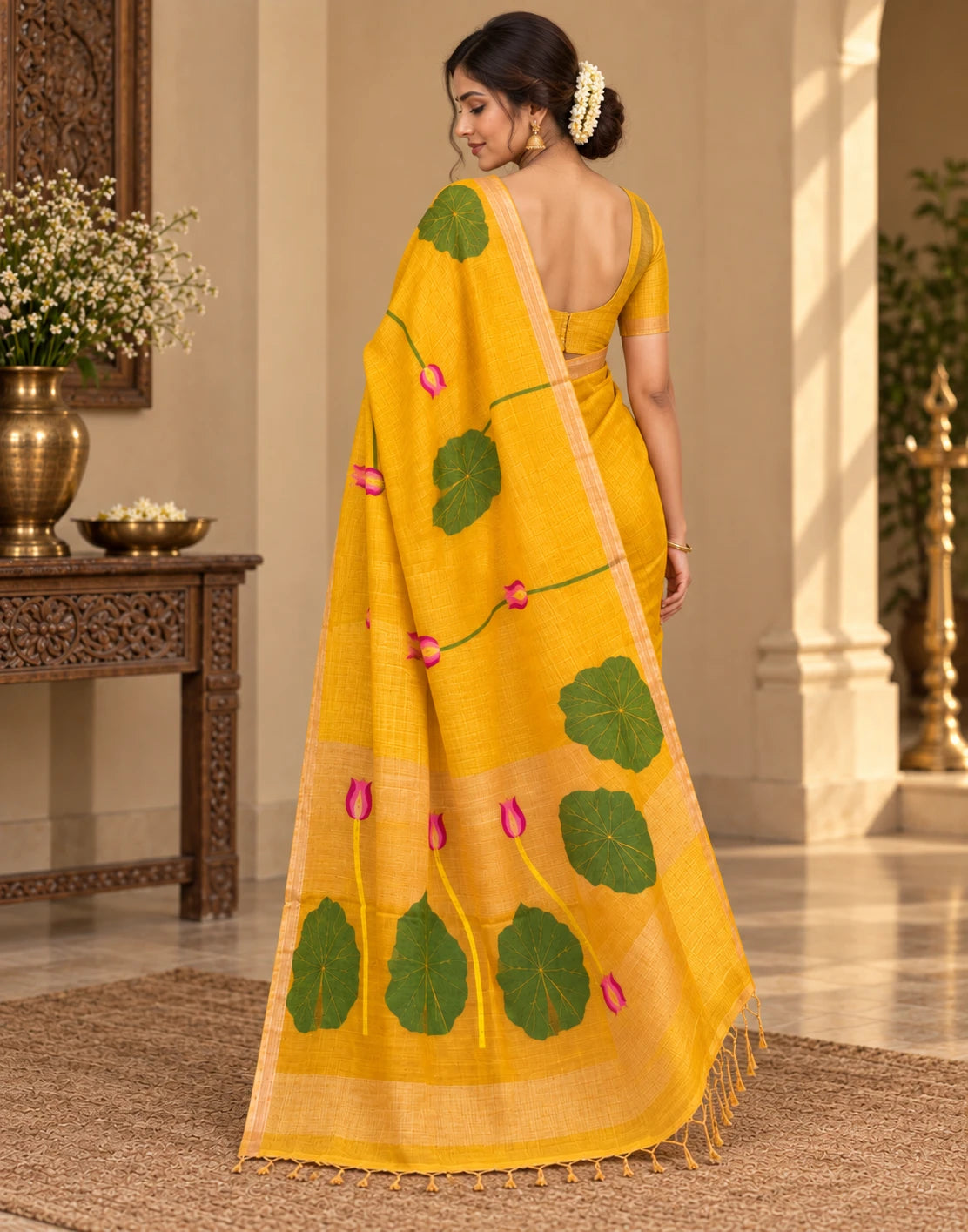 Yellow Kamalam Silk Saree