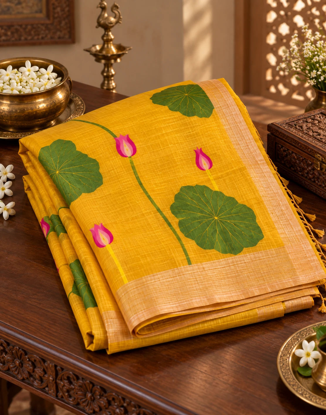 Yellow Kamalam Silk Saree