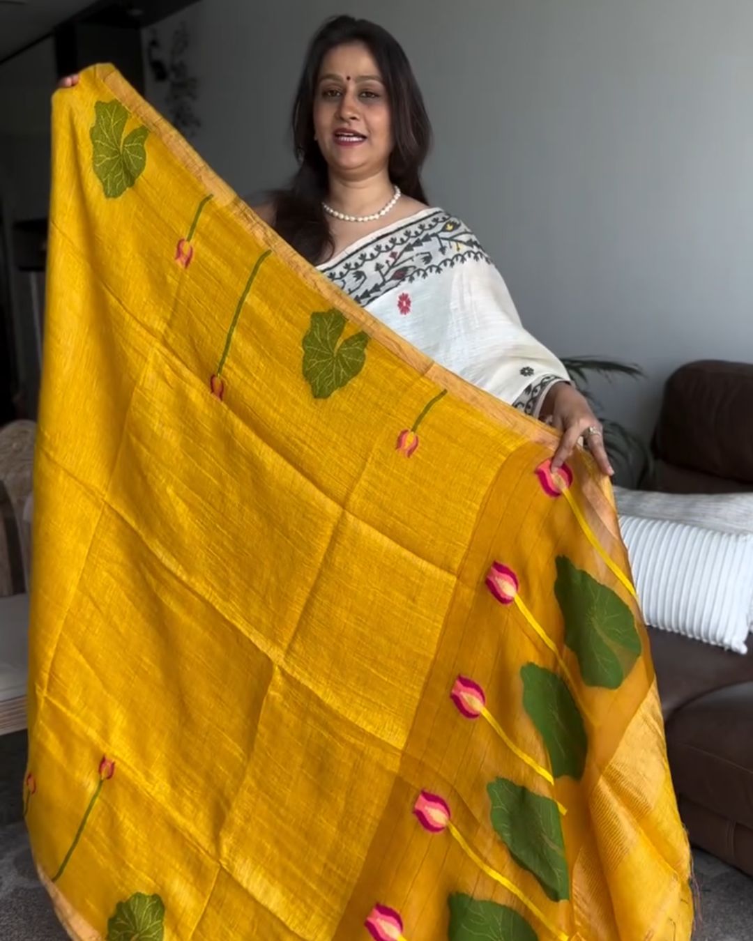 Yellow Kamalam Silk Saree