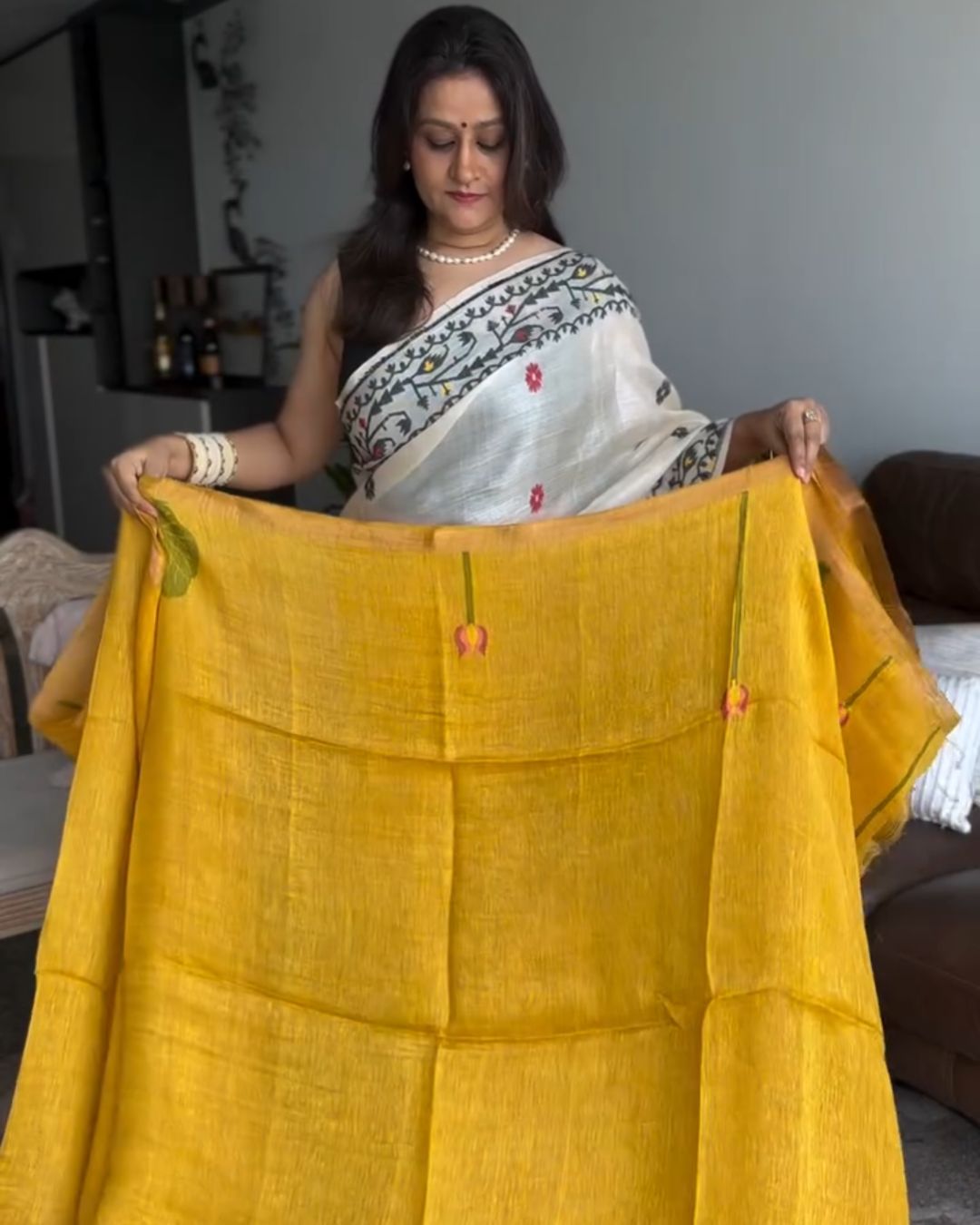 Yellow Kamalam Silk Saree