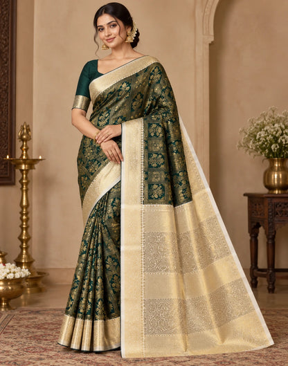 Zelira Kanchipuram Silk Saree-Green