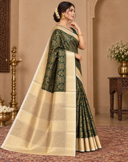Zelira Kanchipuram Silk Saree-Green