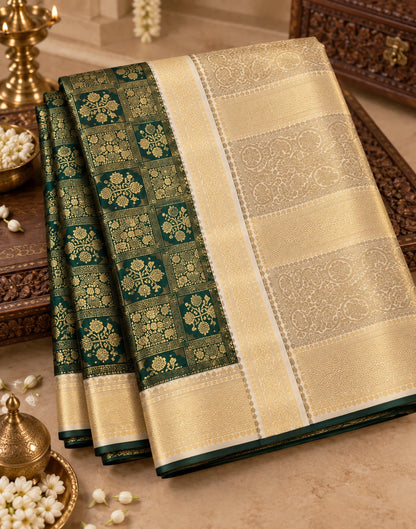 Zelira Kanchipuram Silk Saree-Green