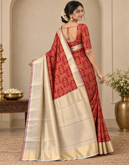 Zelira Kanchipuram Silk Saree-Red