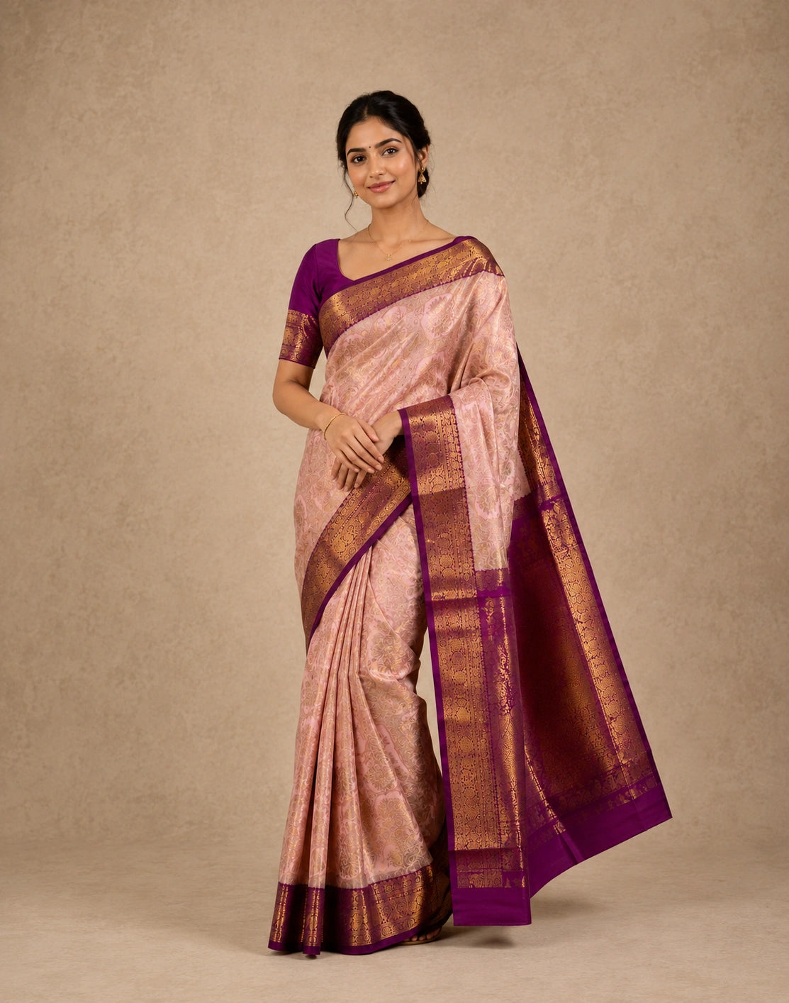 Magenta-Pink Kanjivaram Silk Saree
