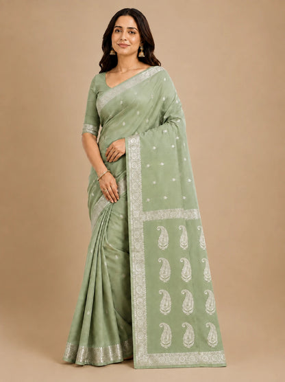 Mehreen Pista Silk Saree
