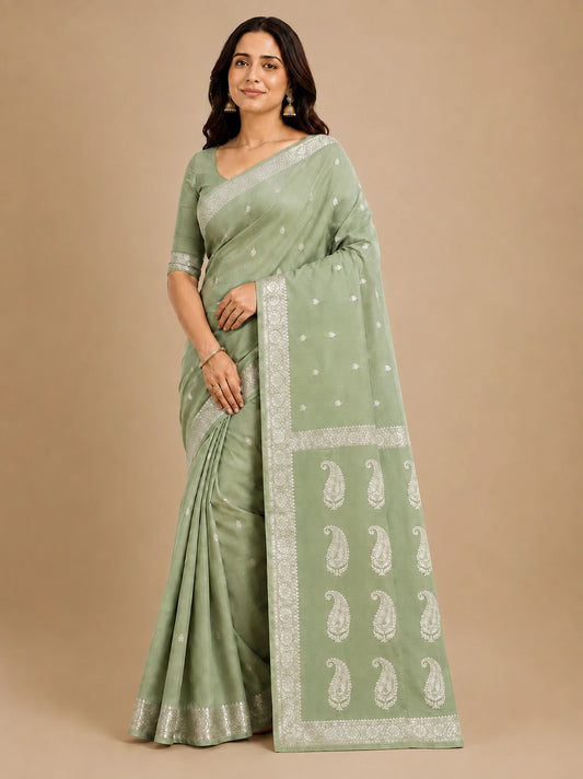 Mehreen Pista Silk Saree