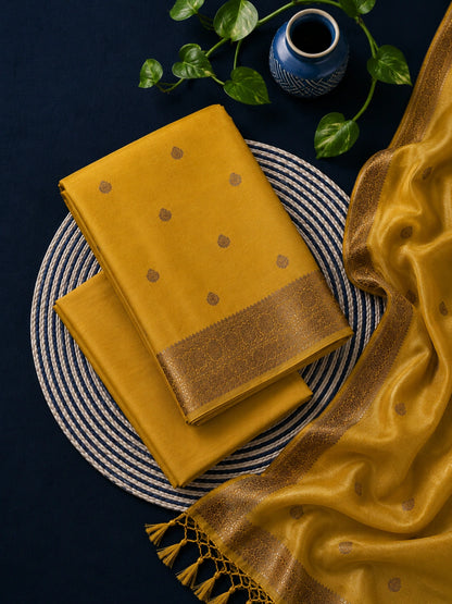 Mustard Weave Zari Suit Set
