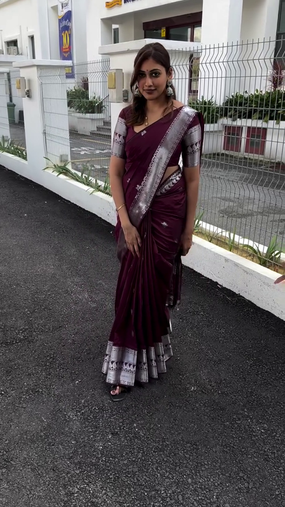 Silver Drape Silk Saree