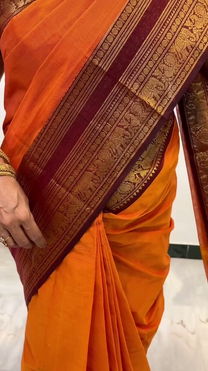 Rustic Orange Silk Saree