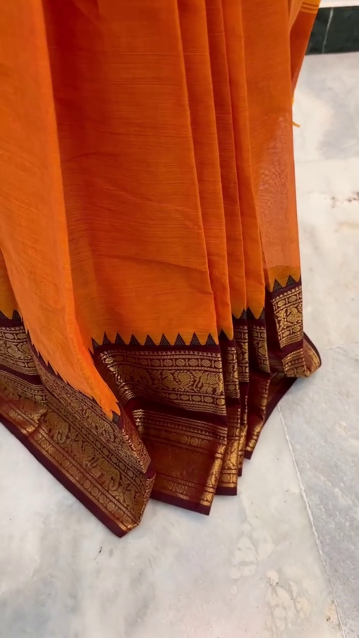Rustic Orange Silk Saree